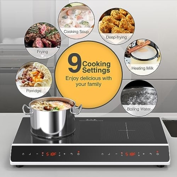 GIHETKUT 24 Inch 4000W Double Induction Cooktop LED Touch
