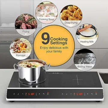 GIHETKUT 24 Inch 4000W Double Induction Cooktop LED Touch