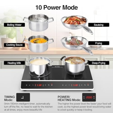 GIHETKUT 24 Inch 4000W Double Induction Cooktop LED Touch