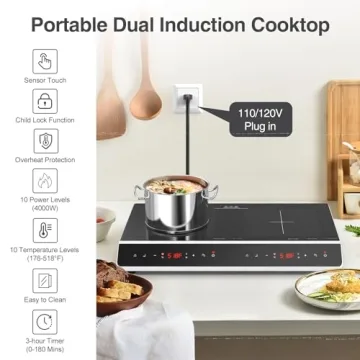 GIHETKUT 24 Inch 4000W Double Induction Cooktop LED Touch