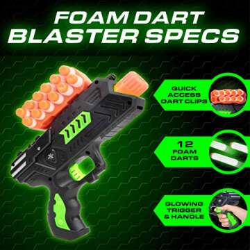USA Toyz Astroshot Zero GX Glow in The Dark Shooting Games for Kids - Nerf Compatible Floating Ball Targets for Shooting with 1 Foam Blaster Toy Gun, 10 Floating Ball Targets, and 5 Flip Targets