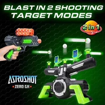 USA Toyz Astroshot Zero GX Glow in The Dark Shooting Games for Kids - Nerf Compatible Floating Ball Targets for Shooting with 1 Foam Blaster Toy Gun, 10 Floating Ball Targets, and 5 Flip Targets