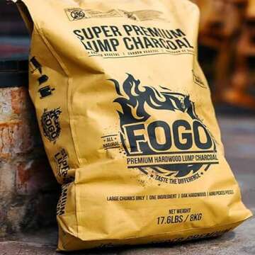 FOGO Super Premium Oak Restaurant Quality All-Natural Large Sized Hardwood Lump Charcoal for Grilling and Smoking, 17.6 Pound Bag