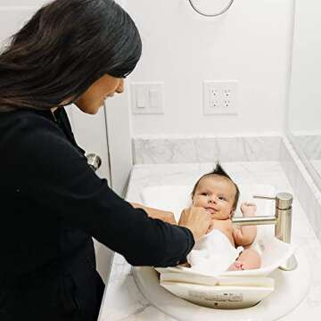 Puj Tub - Soft, Foldable Baby Bathtub for Newborns, Infants, and 0-6 Months - in-Sink Baby Bath - BPA and PVC-Free - Compact and Portable Design - Convenient Seat Tubs for Babies (White)