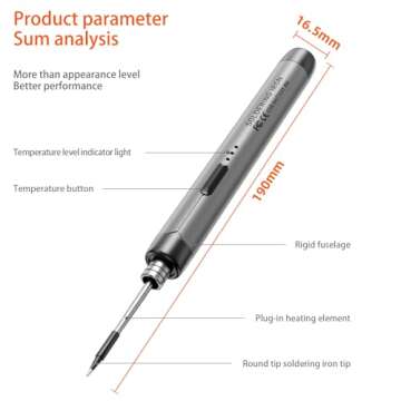 Cordless USB Rechargeable Portable Soldering Iron, 3-speed Temperature Adjustable, Rosin, Soldering Iron Stand, Storage Case, Heating Core, Soldering Iron