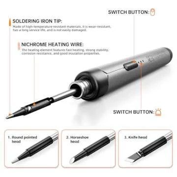 Cordless USB Rechargeable Portable Soldering Iron, 3-speed Temperature Adjustable, Rosin, Soldering Iron Stand, Storage Case, Heating Core, Soldering Iron