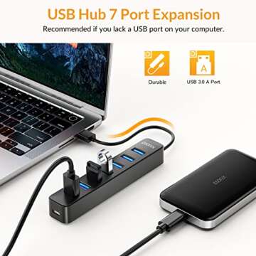 iDsonix 7 Port USB Hub 3.0 - Ultimate USB Expansion for Any Device