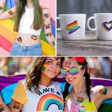 CHARLENT Rainbow Temporary Tattoos - 148 Unique Designs for Pride