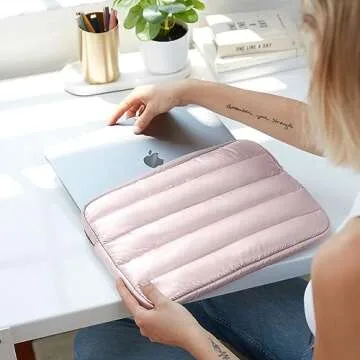 Vandel - The Original Puffy Laptop Sleeve 13-14 Inch. Shiny Pink Laptop Sleeve for Women. Carrying Case Cover MacBook Pro 14 in, MacBook Air 13 Inch, iPad Pro 12.9, Dell, Asus, HP
