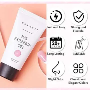 Makartt Poly Nail Gel 50ML Gel Builder for Nails, Pink Brown, Gel Nail Extension,Nail Strengthener Hard Gel Color Gel Multifunctional Long-Lasting and Easy to Use for Trendy DIY Salon Quality-KiKi