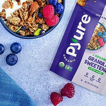 Pyure Organic Stevia Blend | Granulated All-Purpose - White Sugar Substitute | Zero Carb, Zero Sugar, Zero Calorie | Plant-Based Stevia and Erythritol Sweetener for Keto Friendly Food | 1 lb (16 oz)