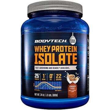 BodyTech Whey Protein Isolate Powder - with 25 Grams of Protein per Serving & BCAA's - Ideal for Pos...