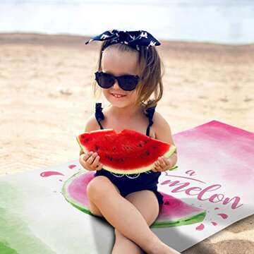 WERNNSAI Watermelon Beach Towel - 30” × 60” Sand Free Microfiber Camping Towel Quick Dry Water Absorption Bath Pool Towel Travel Holiday Beach Gift for Girls Women
