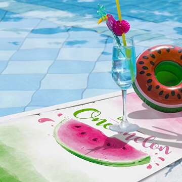 WERNNSAI Watermelon Beach Towel - 30” × 60” Sand Free Microfiber Camping Towel Quick Dry Water Absorption Bath Pool Towel Travel Holiday Beach Gift for Girls Women