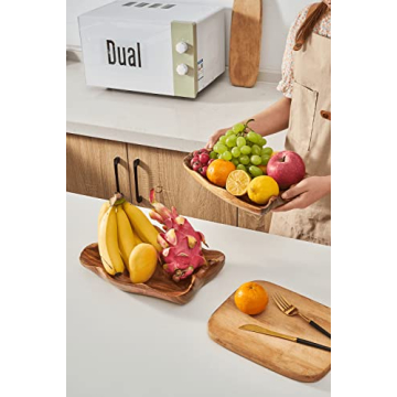 Wavy Live Edge Wooden Bowl Set with Free Garland