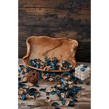 Wavy Live Edge Wooden Bowl Set with Free Garland