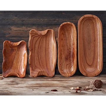 Wavy Live Edge Wooden Bowl Set with Free Garland