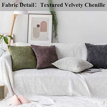 Home Brilliant Throw Pillow Cases Decor Euro Shams Super Soft Striped Chenille Velvet Plush Large Cu...