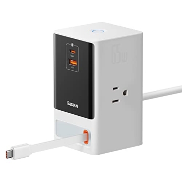 Baseus 6-in-1 65W Fast Charging Station with Retractable USB-C Cable for Multiple Devices