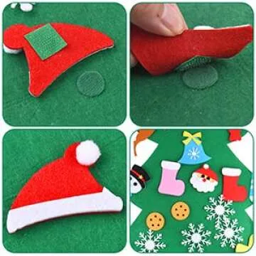 HOTCOK Felt Christmas Tree,3.7ft DIY Christmas Tree with LED Lights 36pcs Detachable Ornaments,Wall Hanging Xmas Gifts Decorations for Kids