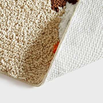 Ouyattle Cute Ghost Shaped Halloween Bath Mat Boho Vintage Floral Funky Halloween Bath Mat for Bathroom Aesthetic Decorations, Modern Abstract Cool Gothic Spooky Spirit Bathroom Rugs Non-Slip Washable