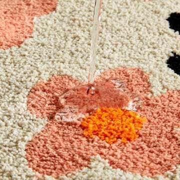 Ouyattle Cute Ghost Shaped Halloween Bath Mat Boho Vintage Floral Funky Halloween Bath Mat for Bathroom Aesthetic Decorations, Modern Abstract Cool Gothic Spooky Spirit Bathroom Rugs Non-Slip Washable