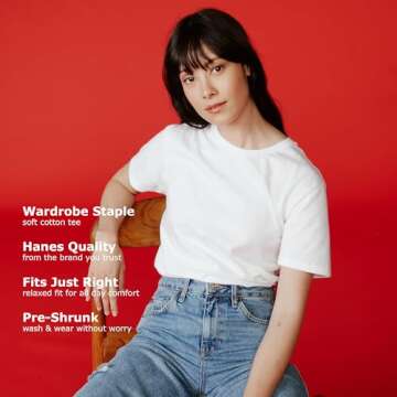 Hanes womens Perfect-t Short Sleeve T-shirt fashion t shirts, White, Medium US