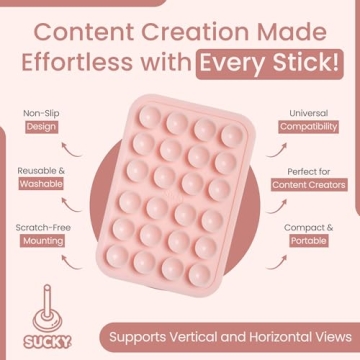 Silicone Suction Phone Case Adhesive Mount - Anti-Slip Holder, Hands-Free Fidget Toy, Phone Accessory for iPhone and Android - Sticky Grip for Selfies, Videos, and Tiktok - Chalk Pink