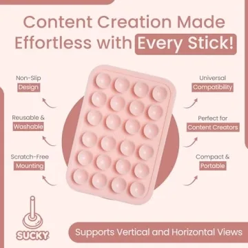 Silicone Suction Phone Case Adhesive Mount - Anti-Slip Holder, Hands-Free Fidget Toy, Phone Accessory for iPhone and Android - Sticky Grip for Selfies, Videos, and Tiktok - Chalk Pink