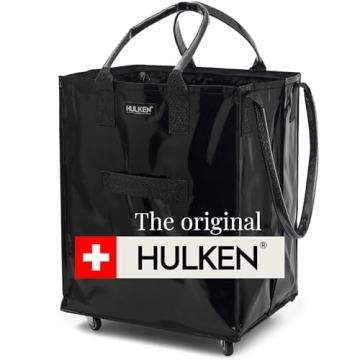 HULKEN Medium Black Rolling Grocery Bag on Wheels
