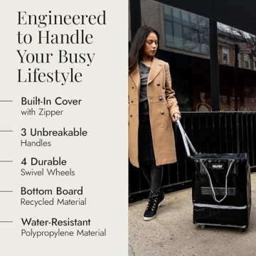 HULKEN Medium Black Rolling Grocery Bag on Wheels