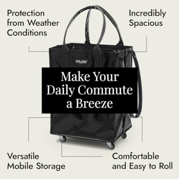 HULKEN Medium Black Rolling Grocery Bag on Wheels