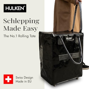 HULKEN Medium Black Rolling Grocery Bag on Wheels