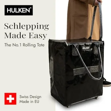 HULKEN Medium Black Rolling Grocery Bag on Wheels