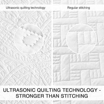 Love's cabin Quilts for Queen Bed White Bedspreads - Soft Bed Summer Quilt Lightweight Microfiber Bedspread- Modern Style Coin Pattern Coverlet for All Season - 3 Piece (1 Quilt, 2 Pillow Shams)