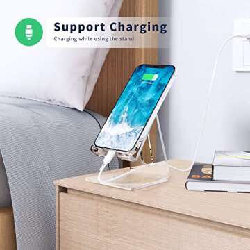 DARENYI Acrylic Cell Phone Stand for Desk, Clear Phone Holder Dock for Desk, Compatible with iPhone ...