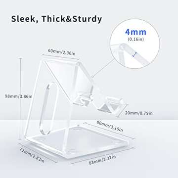 DARENYI Acrylic Cell Phone Stand for Desk, Clear Phone Holder Dock for Desk, Compatible with iPhone 13 12 11 Pro Max XR XS X SE 8 iPad All Android Phones Tablets