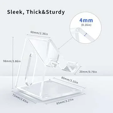DARENYI Acrylic Cell Phone Stand for Desk, Clear Phone Holder Dock for Desk, Compatible with iPhone 13 12 11 Pro Max XR XS X SE 8 iPad All Android Phones Tablets