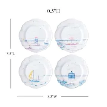 Juliska Country Estate Melamine Salad Plates Set of 4 - Seaside - Unbreakable Decorative Salad Plate...