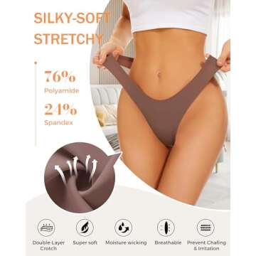 Riozz Cheeky Underwear for Women Seamless Bikini Panties No Show Underwear for Women Briefs Soft Stretch Hipster 6 Pack S-XL