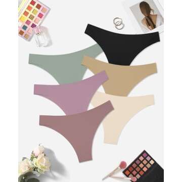 Riozz Cheeky Underwear for Women Seamless Bikini Panties No Show Underwear for Women Briefs Soft Stretch Hipster 6 Pack S-XL
