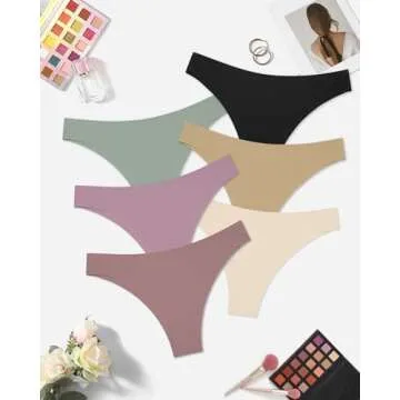 Riozz Cheeky Underwear for Women Seamless Bikini Panties No Show Underwear for Women Briefs Soft Stretch Hipster 6 Pack S-XL