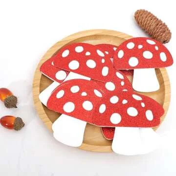 Mushroom Garland - Red Glitter Mushroom Banner, Woodland Party Decor, Mushroom Theme Birthday Decorations, Fairy Party Decor