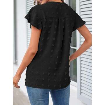 Stylish MEROKEETY V Neck Swiss Dot Blouse for Women