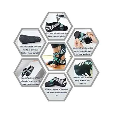 ABIRAM Yoga Socks Toeless Non-Slip Grips & Straps, for Pilates, Barre, Ballet, Bikram, Workout for Women