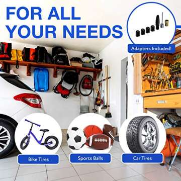 PI Auto Air Compressor - Portable, 12V, Digital Tire Inflator w/Pressure Gauge, Auto-Shut Off and LED Light to Pump Bike or Car Tires and Camping Equipment