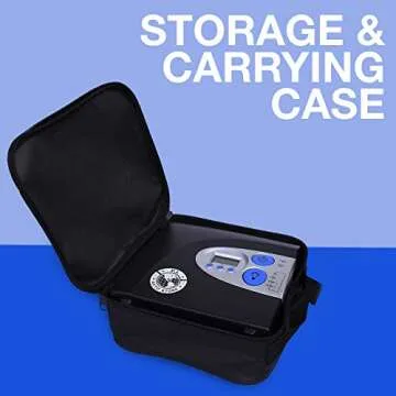 PI Auto Air Compressor - Portable, 12V, Digital Tire Inflator w/Pressure Gauge, Auto-Shut Off and LED Light to Pump Bike or Car Tires and Camping Equipment