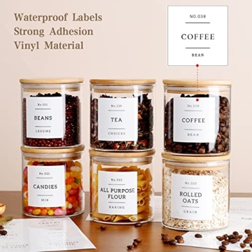 20 OZ Glass Food Storage Jars with Bamboo Lids and Labels