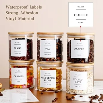 20 OZ Glass Food Storage Jars with Bamboo Lids and Labels
