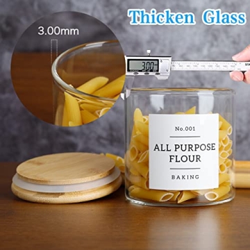 20 OZ Glass Food Storage Jars with Bamboo Lids and Labels